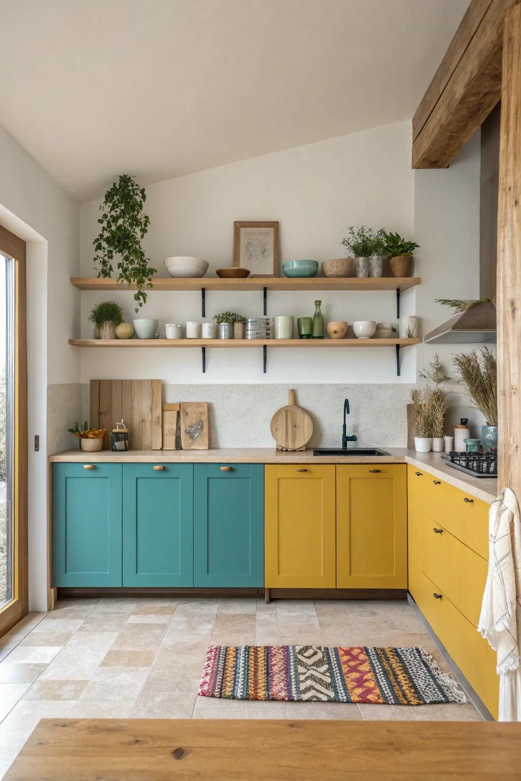 Make a bold statement with colorful cabinets that bring vibrancy and flair to your kitchen. 🎨 #ColorPop #BoldInteriors
