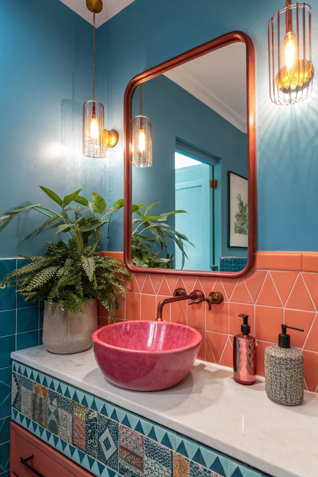 Make a statement with asymmetrical mirrors that offer bold, artistic flair.