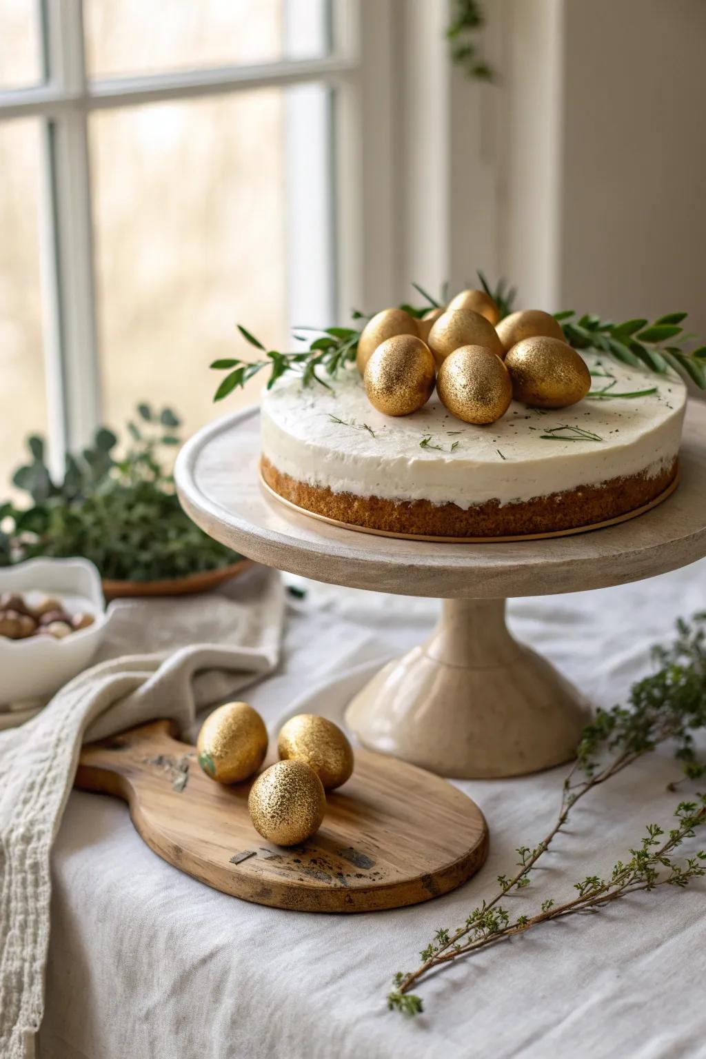 Glam up your Easter cake with a sprinkle of golden egg elegance.