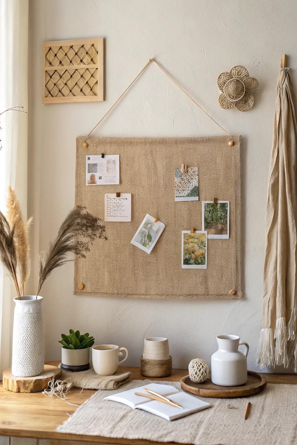 Introduce a tactile element to your decor with textured fabric bulletin boards.