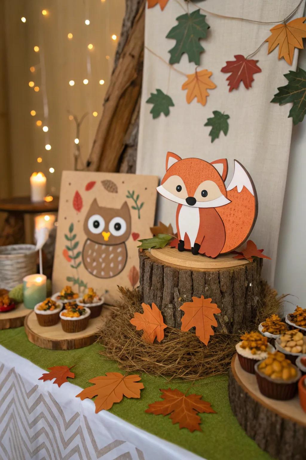 Add a touch of whimsy with adorable woodland creatures on your fall birthday board.