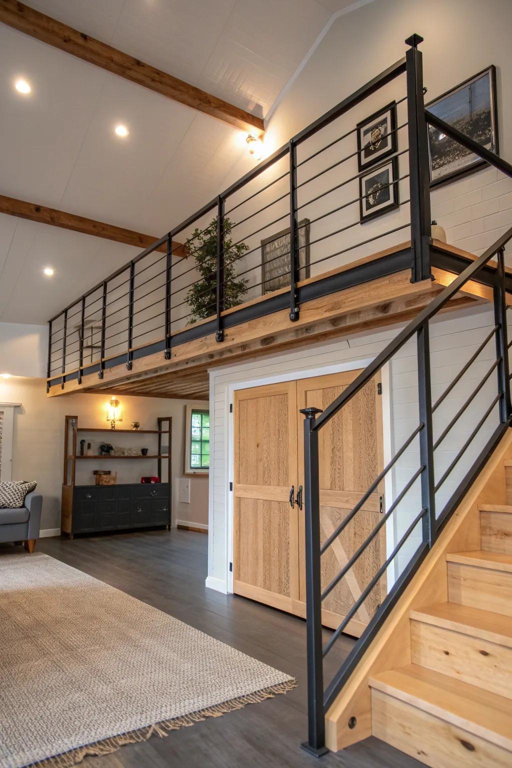 Safety railings add a layer of protection to your loft setup.