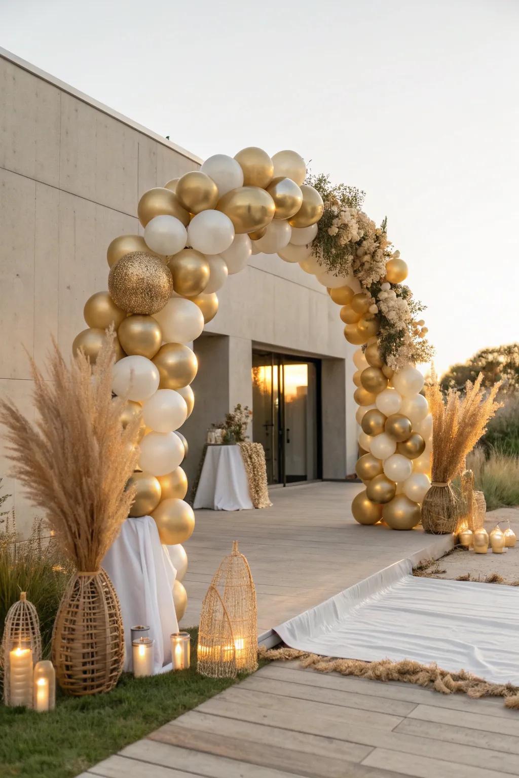 Elevate your celebration with a glamorous gold balloon arch that dazzles. #GoldGlam #LuxuriousDecor ✨