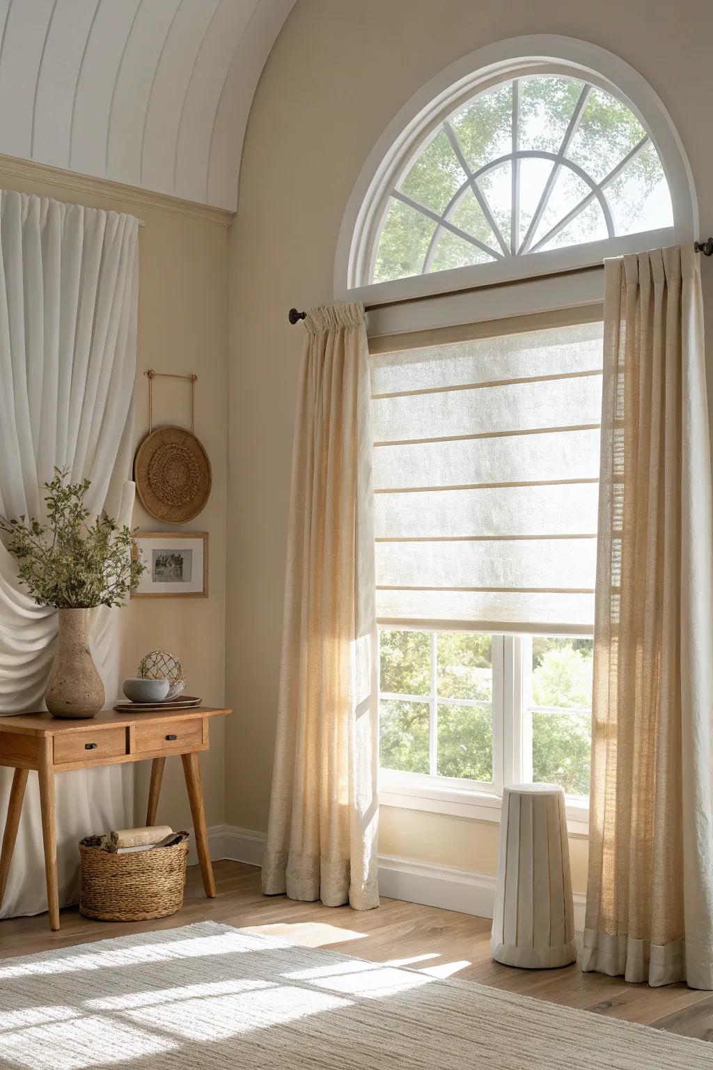 Layered sheers create a dreamy atmosphere, perfect for a romantic touch. 💕 #SheerShades #BedroomBliss