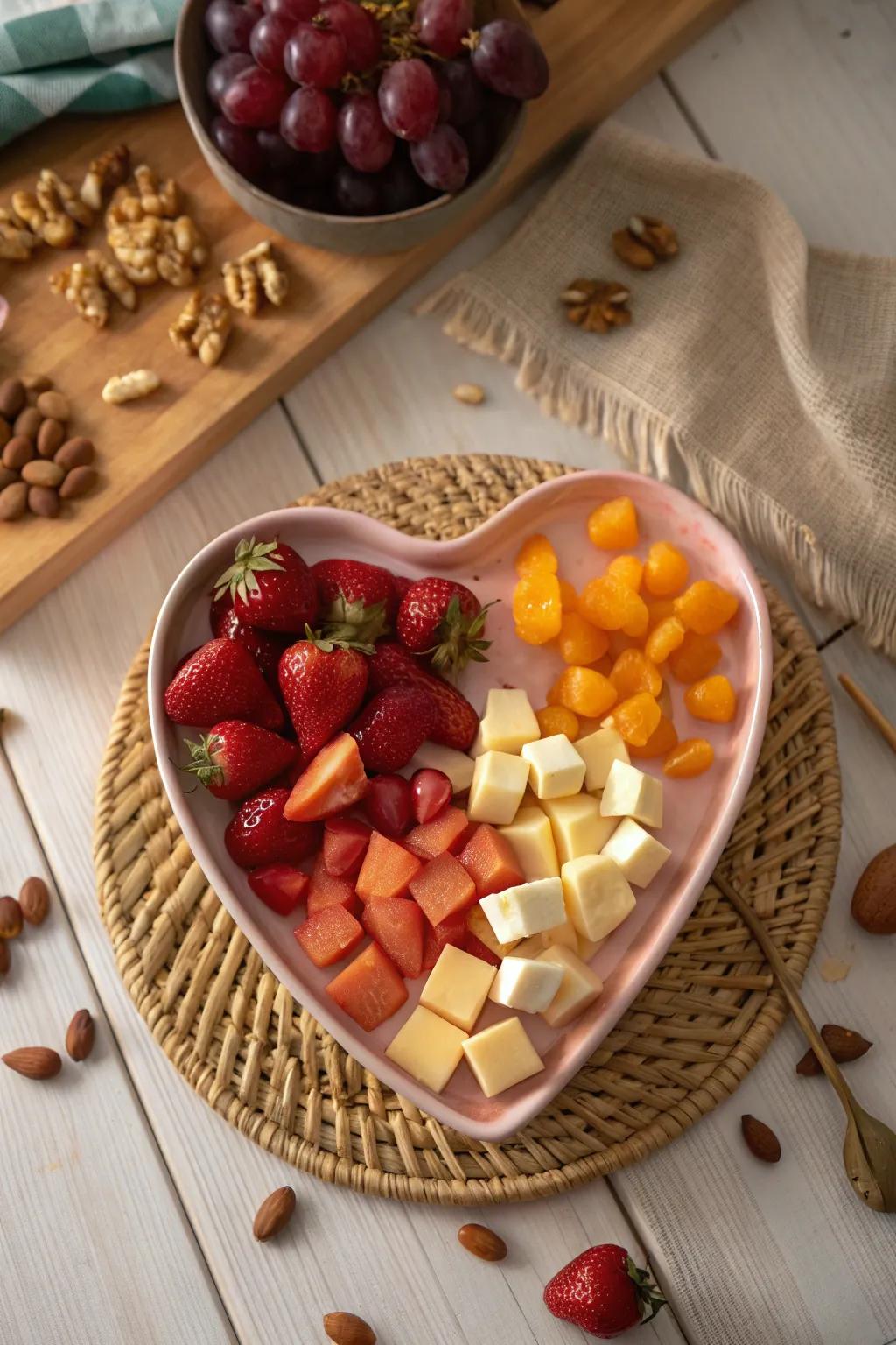 A fruit and cheese harmony that delights with its savory-sweet balance.