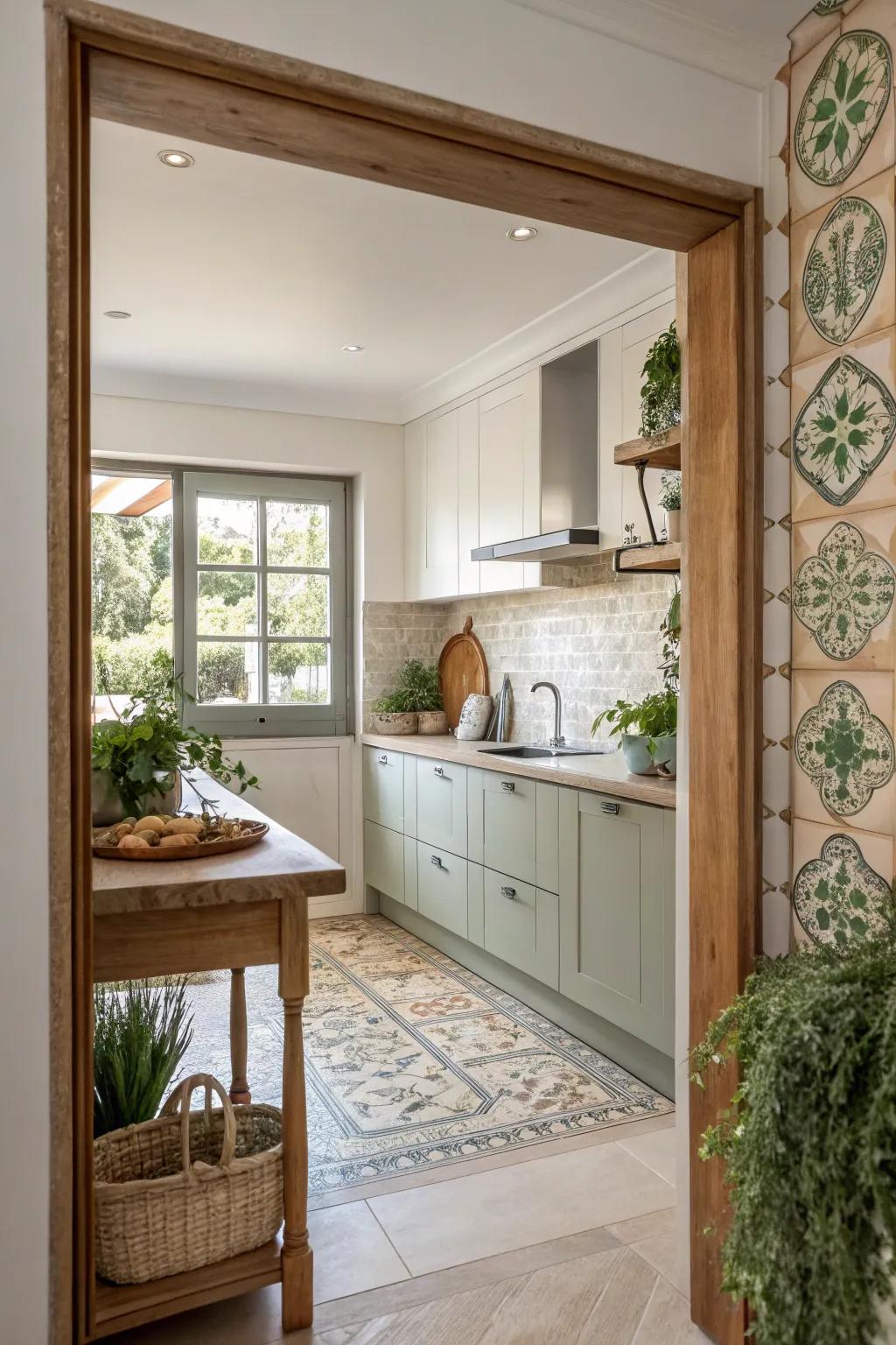 Add a touch of art to your kitchen with creative tiles and textures.