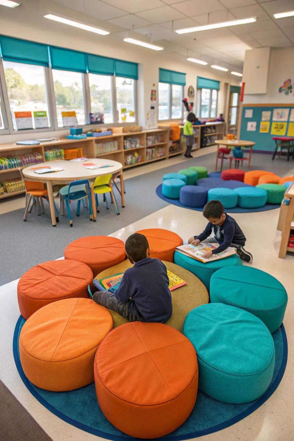 Enhance learning with flexible seating that adapts to every need. 🪑 #FlexibleSeating #DynamicClassroom #PreschoolSetup