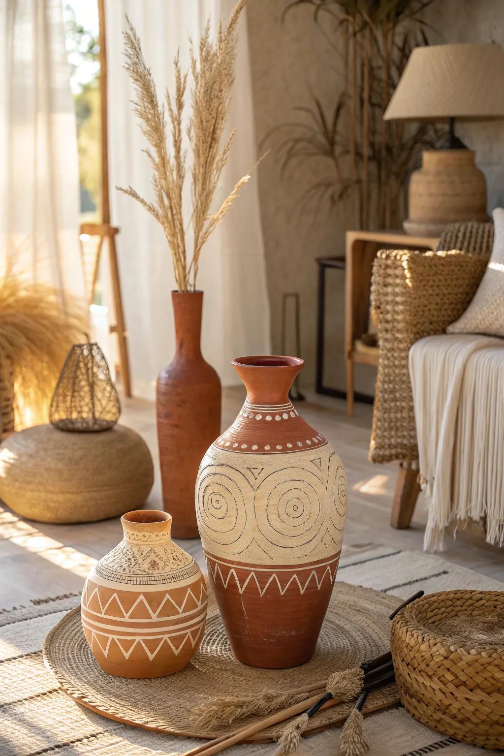 Celebrate artisanal charm with clay and ceramic accents that ground your decor.