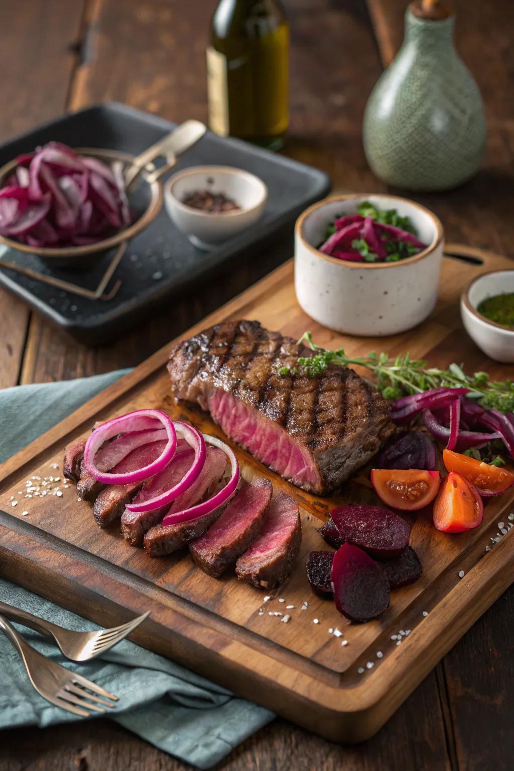 Brighten your steak board with colorful pickled delights that tantalize the senses.