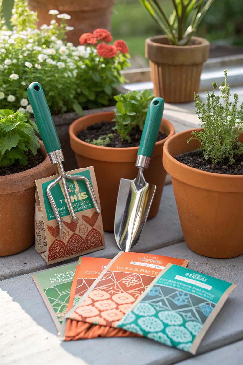 Inspire your guests to grow with a gardener's set that promises blooms and bounty. 🌻 #Gardening #GreenThumb