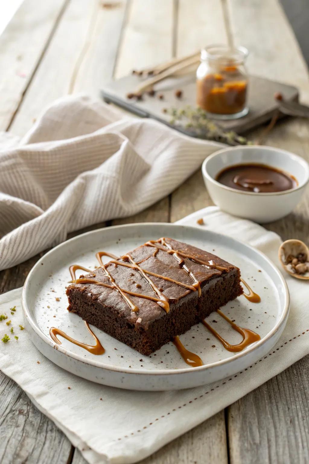 Elevate your cake with luscious caramel drizzle. #CaramelLove #DecadentDessert 🍯