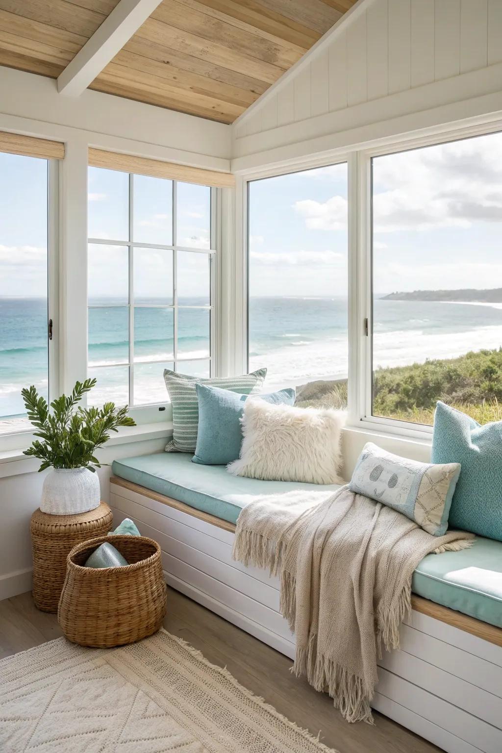 Escape to the coast with a window seat that captures the essence of the sea.