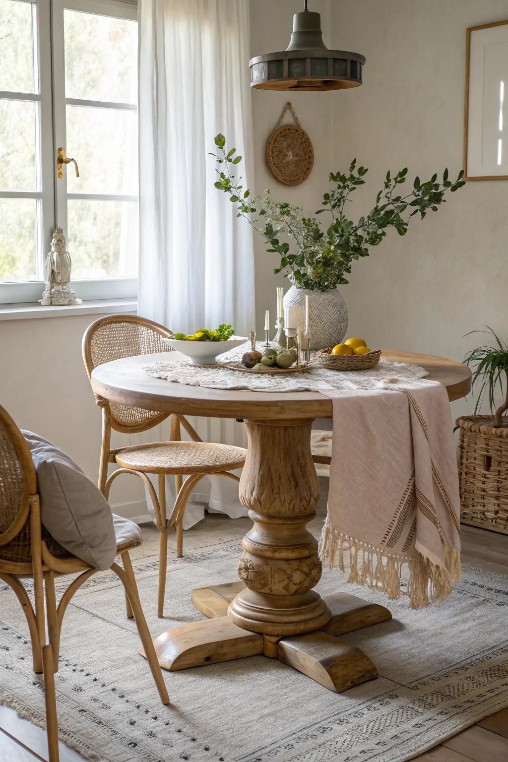 A vintage base revives timeless charm and warmth, perfect for cozy gatherings.