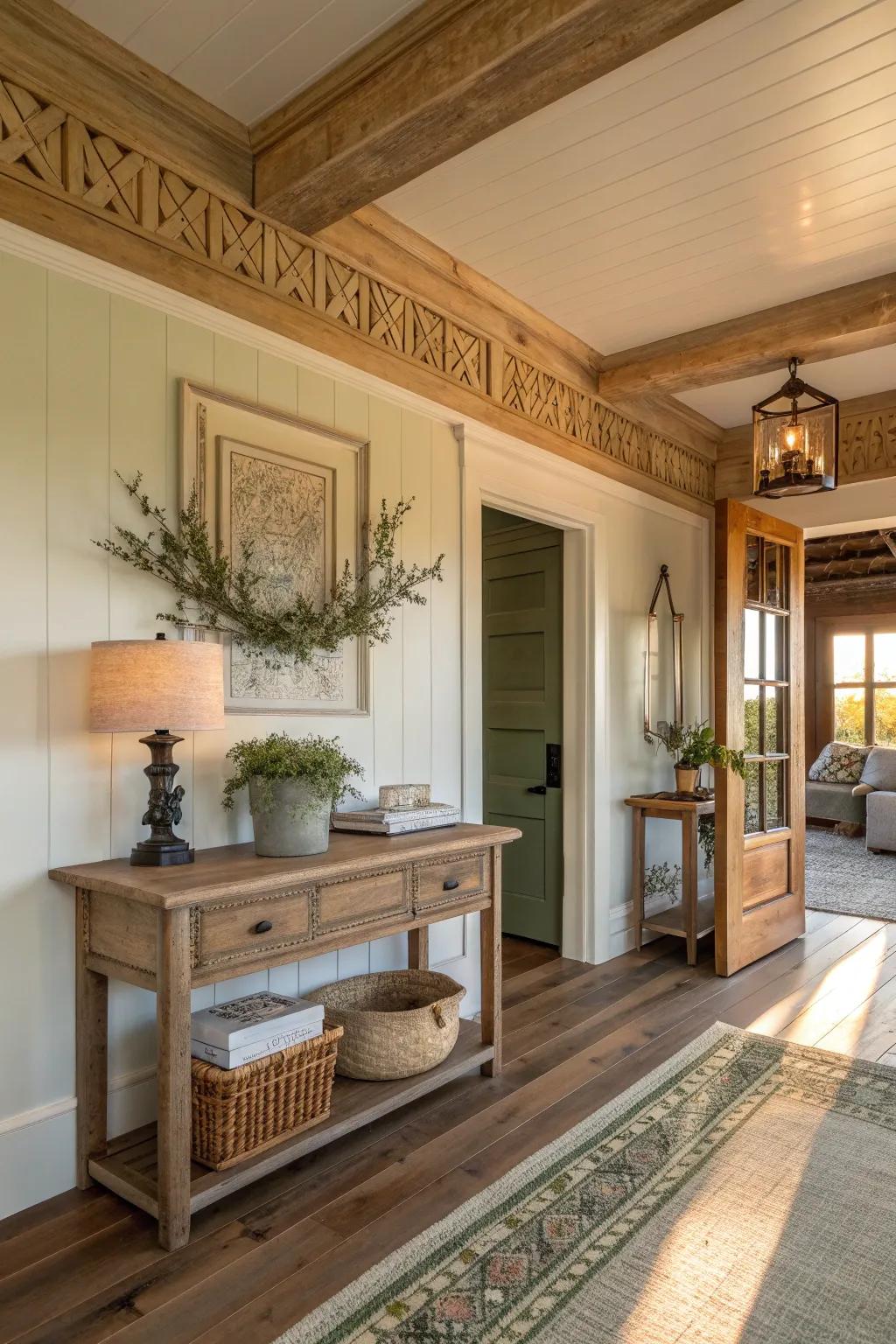 Eco-friendly crown molding combines sustainability with chic farmhouse style. 🌍 #EcoFriendly #SustainableDesign