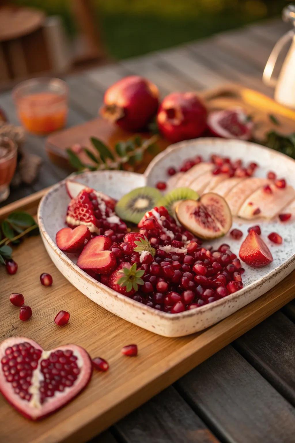 Pomegranate jewel accents that add elegance to your fruit creation.