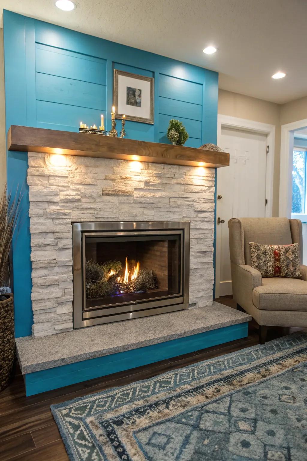 Inject vibrant personality into your space with bold color accents on your hearth.