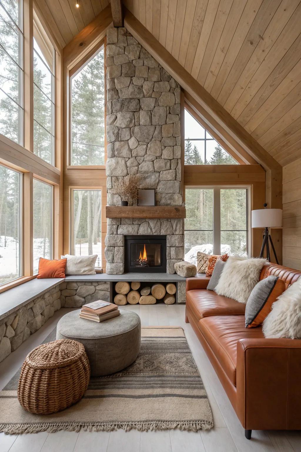 Natural textures bring warmth and depth, grounding your cabin in rustic elegance.