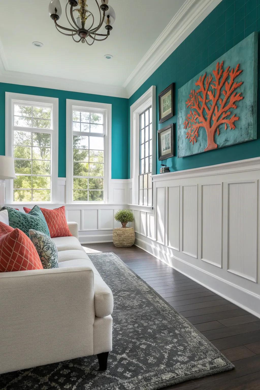 Achieve timeless elegance with a gray and white wainscoting scheme that suits any style.