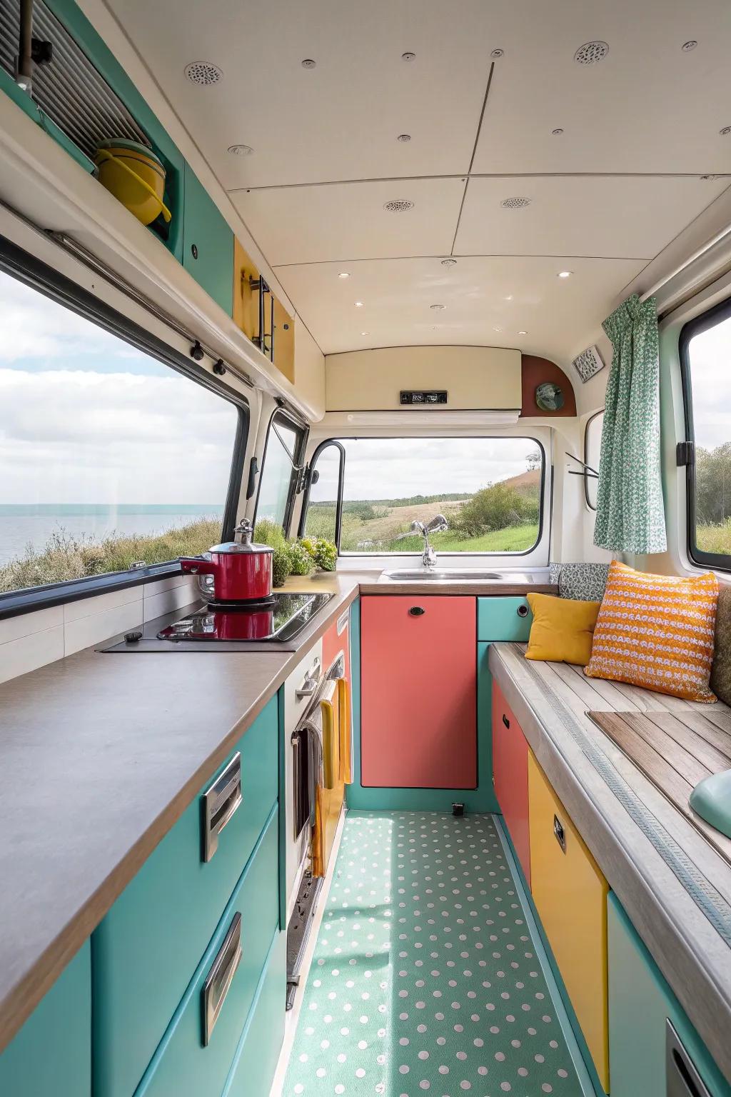 Let the sunlight in to brighten your van kitchen naturally. #NaturalLight #InteriorDesign