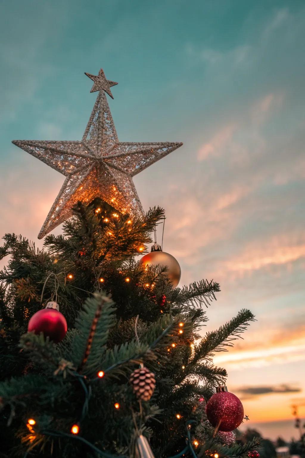 A star topper crowns your tree, capturing the magic and wonder of the holiday season.