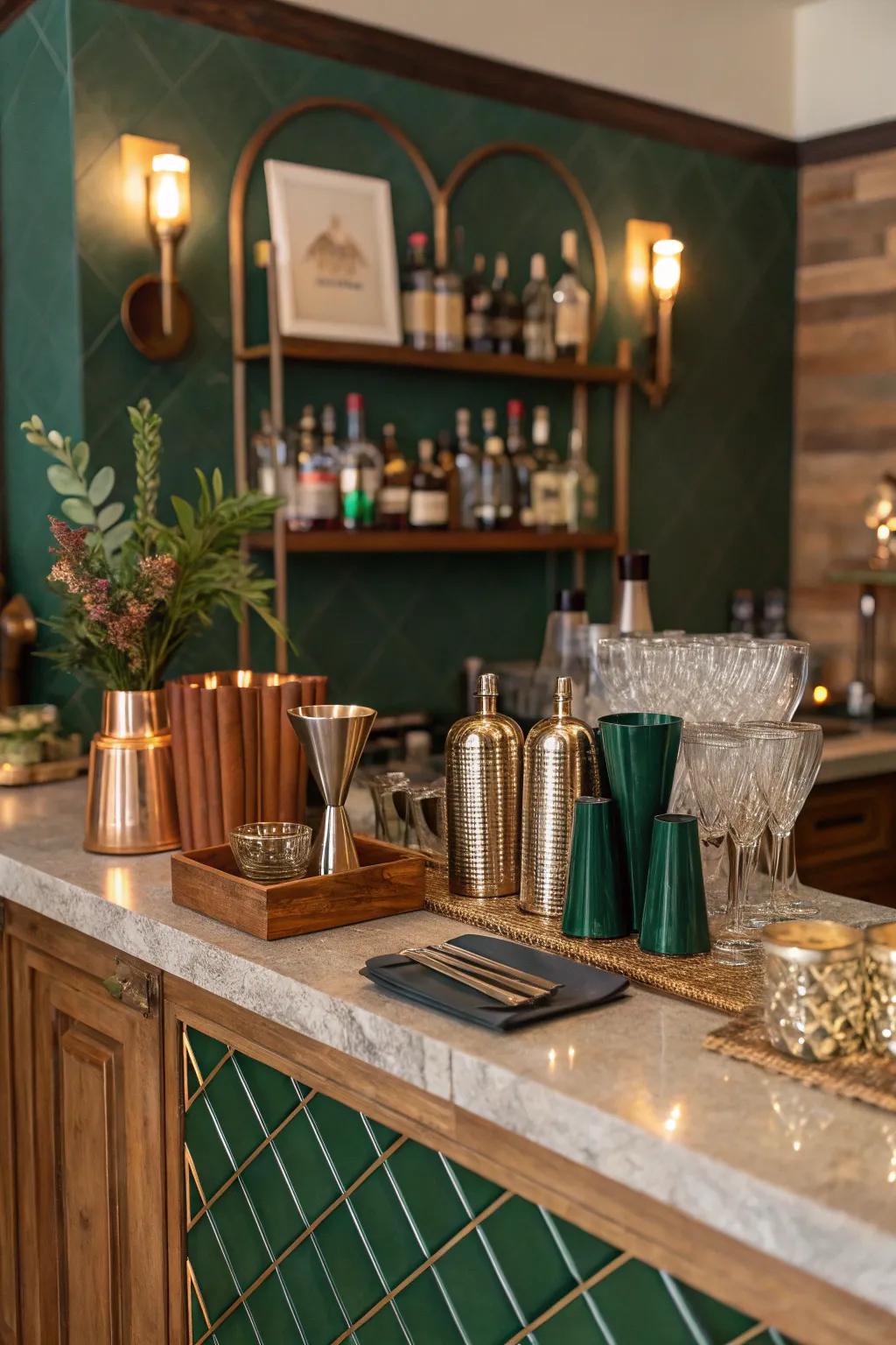 Create harmony with a cohesive color scheme for your bar. #ColorHarmony #BarDesign #HomeInspiration