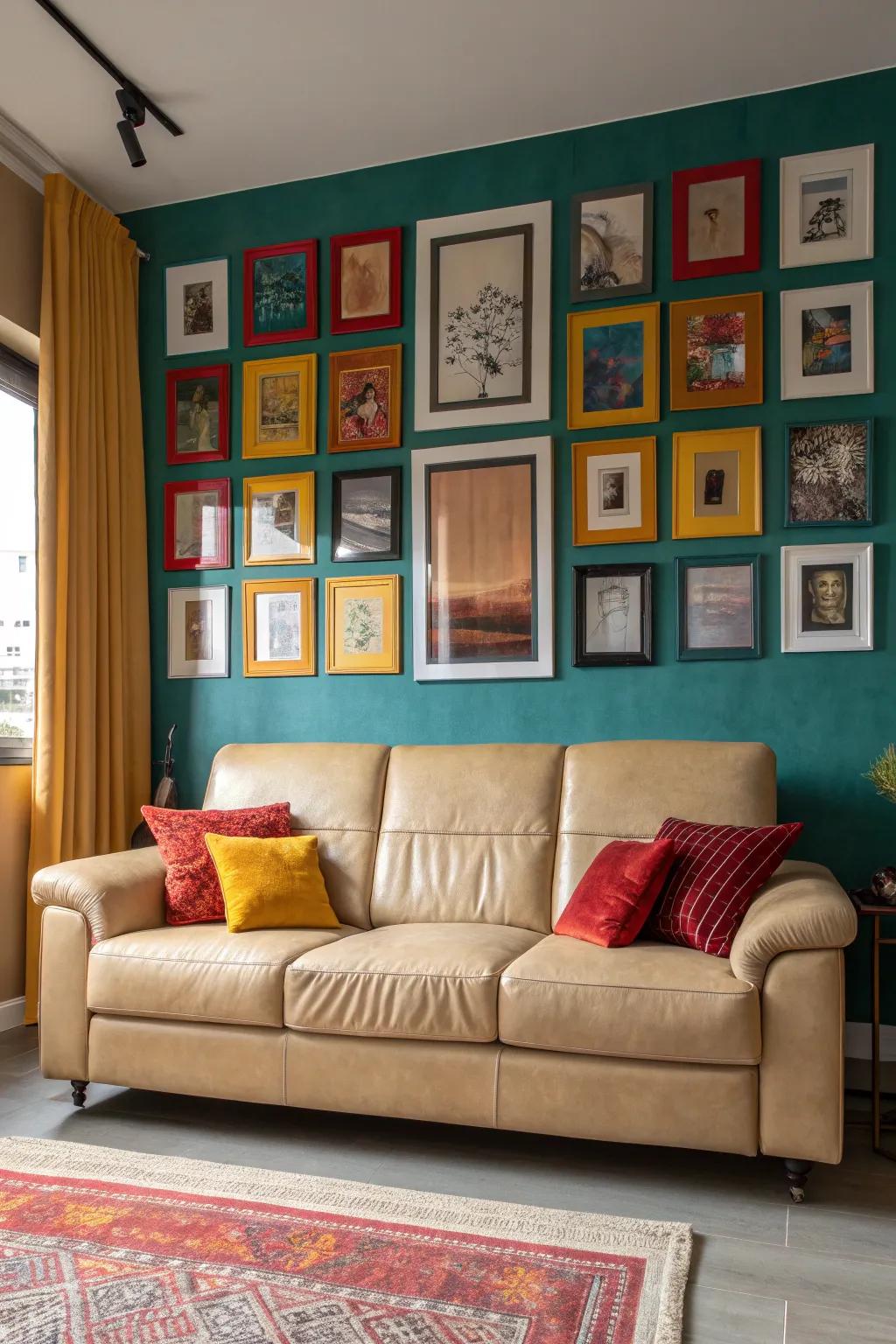 A gallery wall adds personality and makes a statement 🎨 #GalleryWall #PersonalizedSpace #ArtLovers