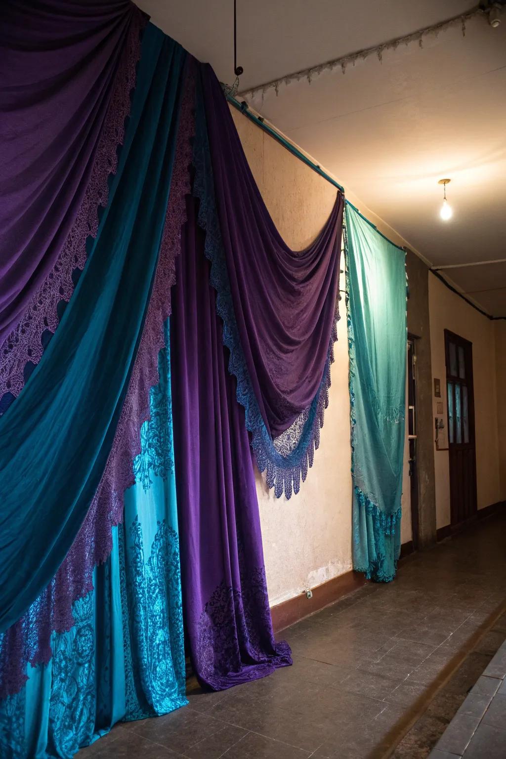 Transform corners into intriguing nooks with shadowy cloth.