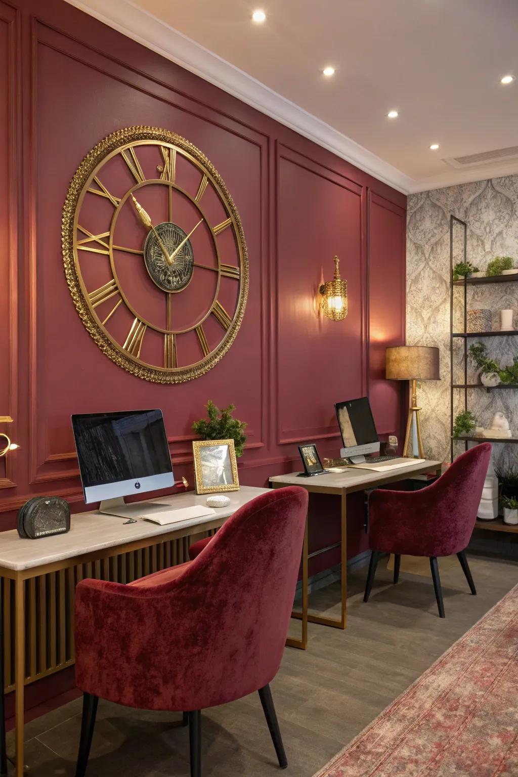 Keep time stylishly with a decorative wall clock that serves as a chic focal point.