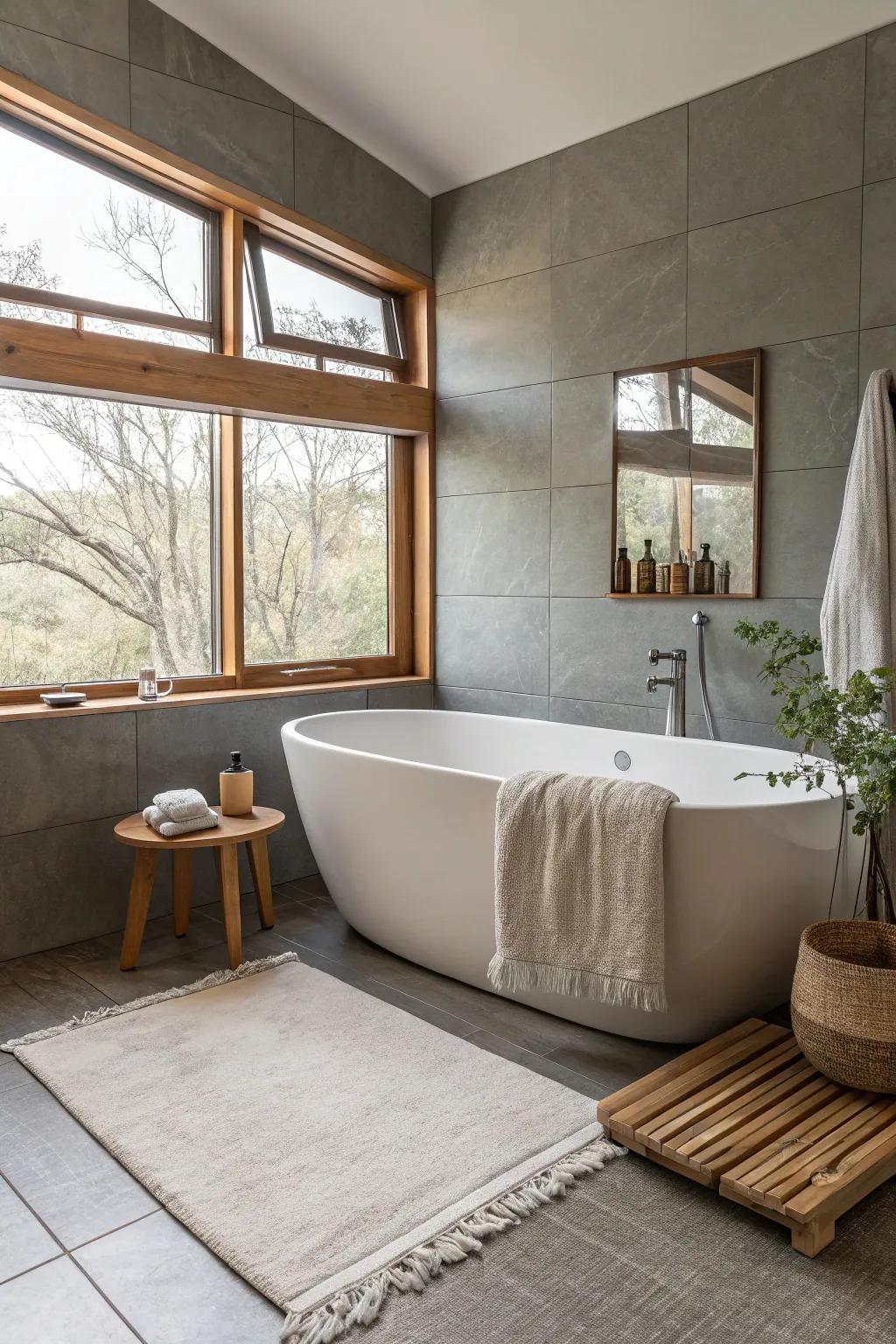 Transform your space into a spa-like retreat with a freestanding tub. 🛁 #BathroomRetreat #Relaxation