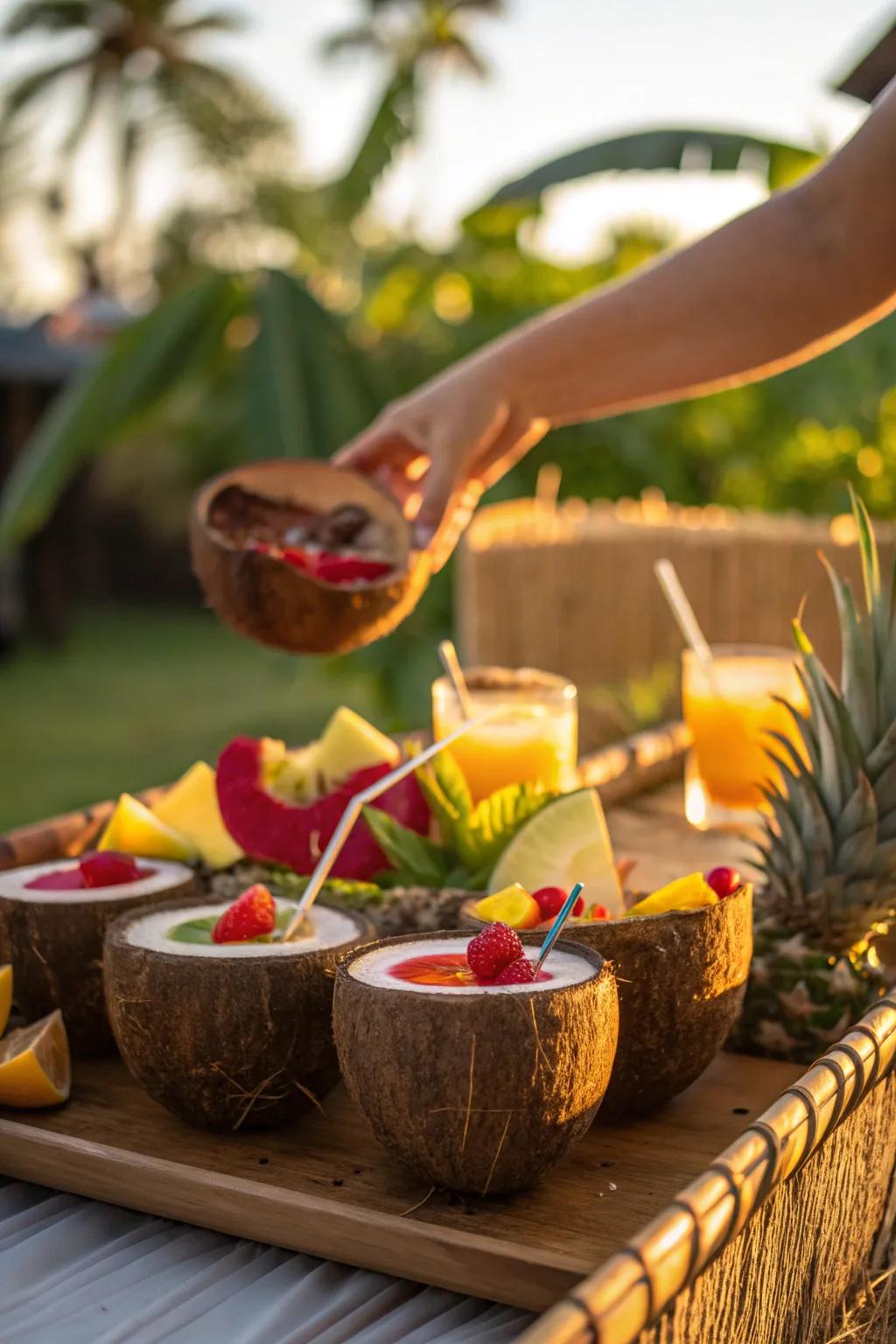 Sip in style with coconut shell cups that transport your taste buds to the tropics!