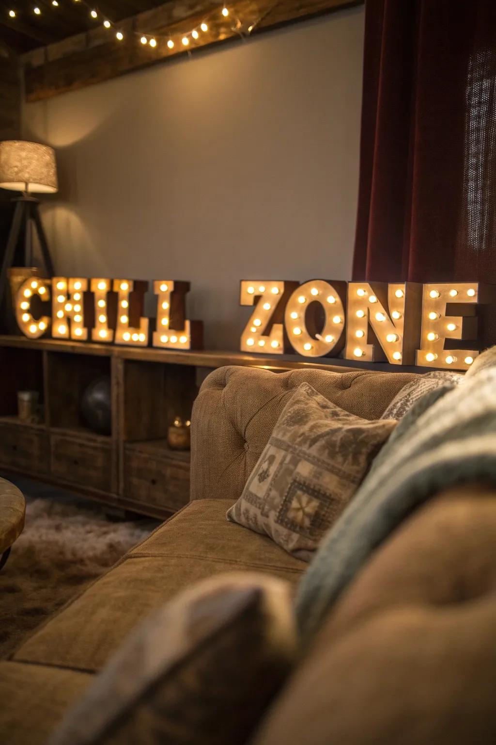 Add character with vintage marquee lights that tell your story. 🎉 #RetroStyle #DécorIdeas