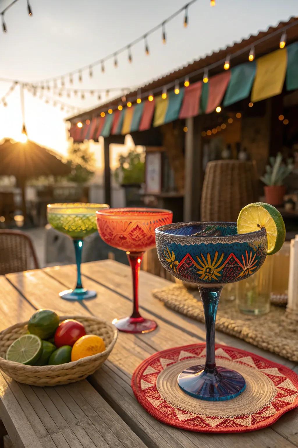 Festive glassware that sparkles with every toast adds a touch of joy.