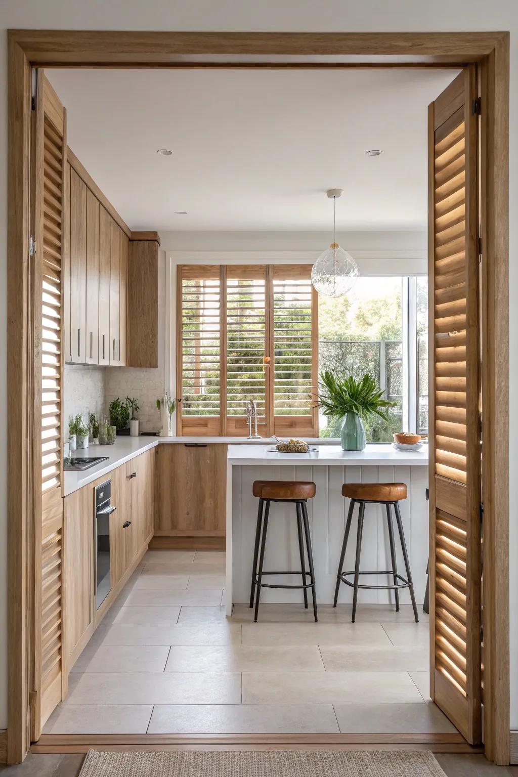 Enjoy adjustable privacy with shutters that blend function with style.
