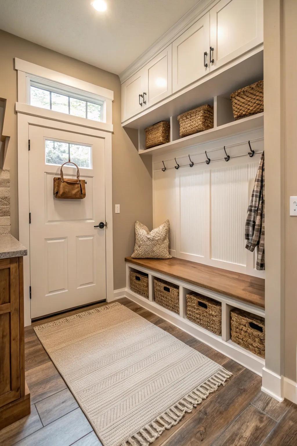 A garage entry mudroom helps keep the rest of your home clean and organized, stopping messes at the door.
