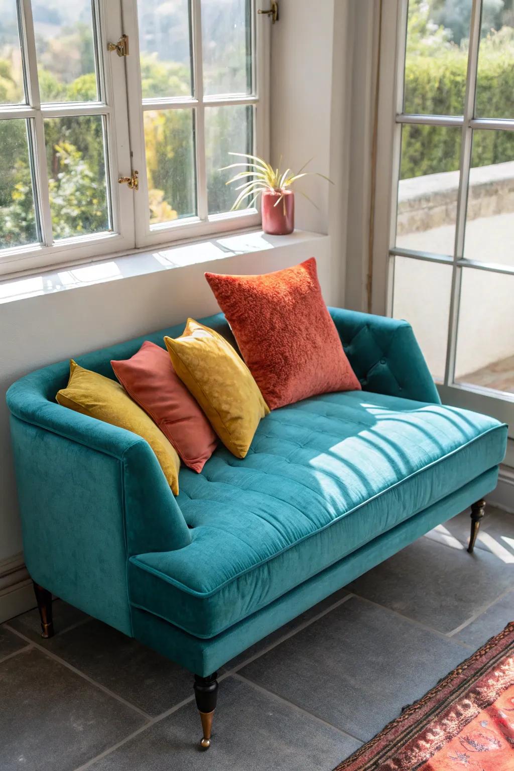 A chaise lounge brings elegance and relaxation to your small living space.