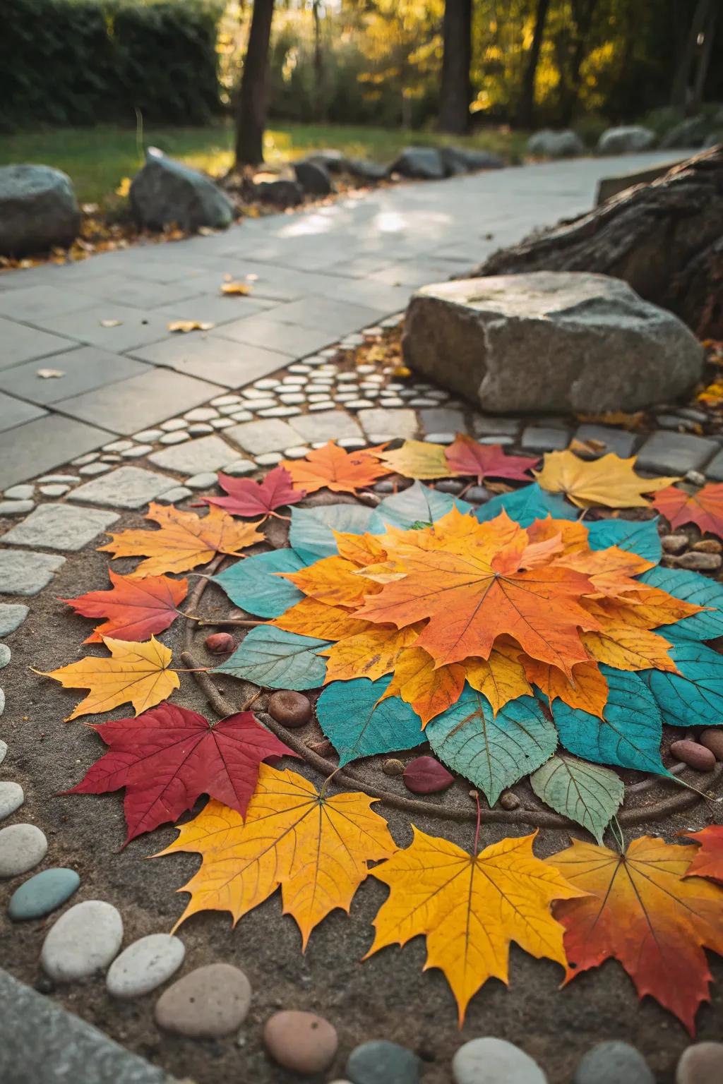 Find peace and beauty in the delicate symmetry of leaf mandalas.