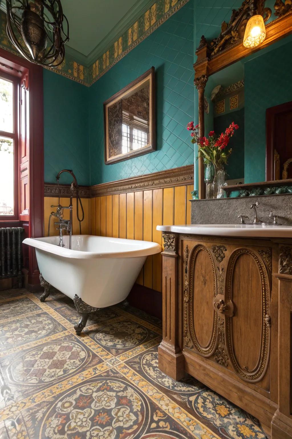 Revive vintage charm in your bathroom with classic wainscoting elements.