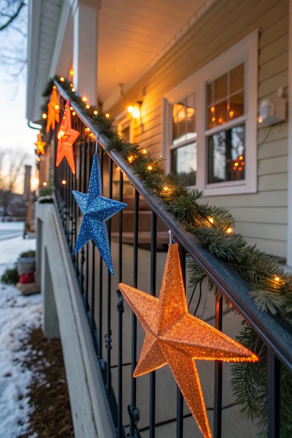 Capture the wonder of winter nights with sparkling star accents on your railings. ✨🌟 #CelestialDecor #WinterNights