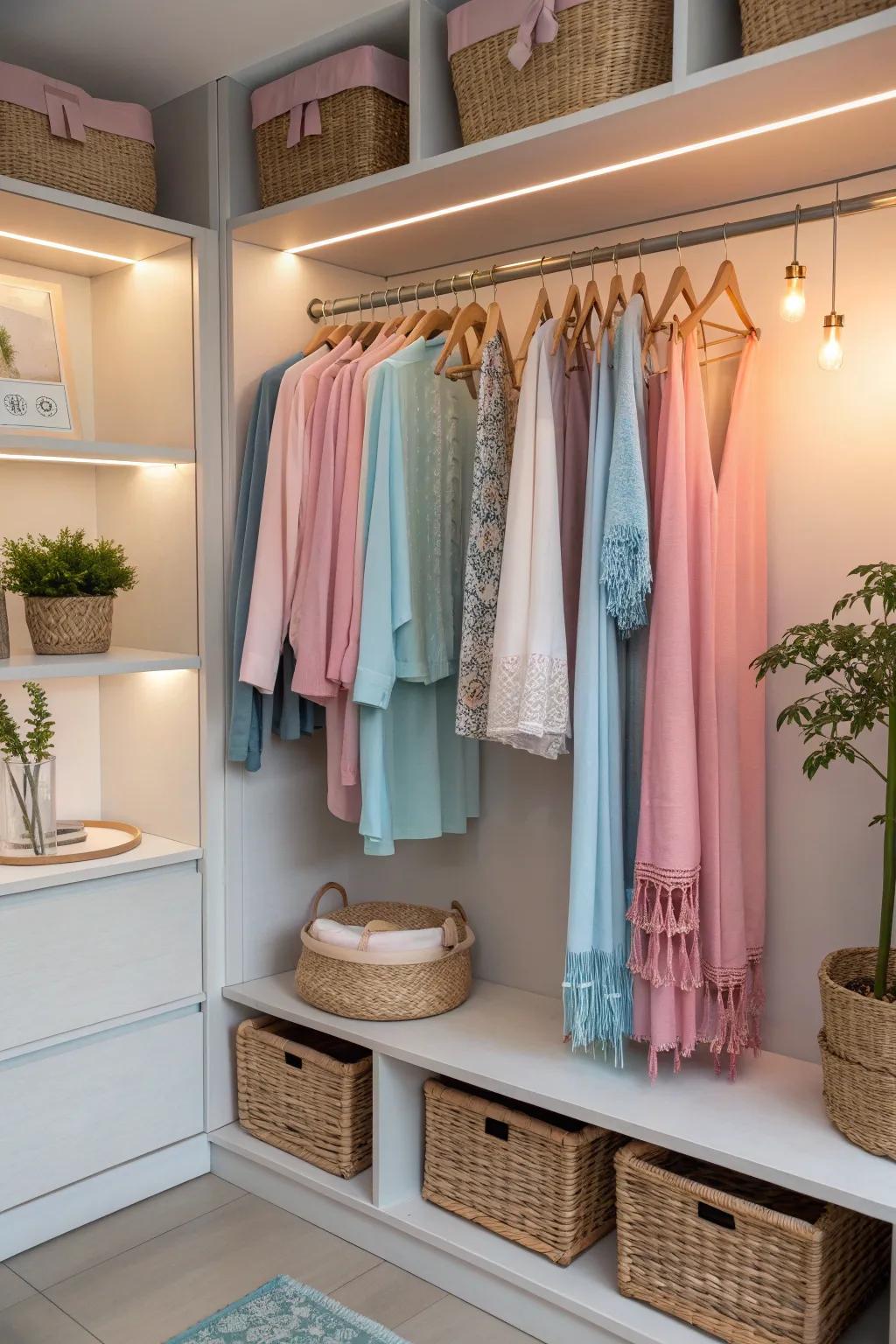 Bring harmony to your closet with a color-coded system that delights the eye. 🌈 #ColorCoded #OrganizedCloset #DesignDelight
