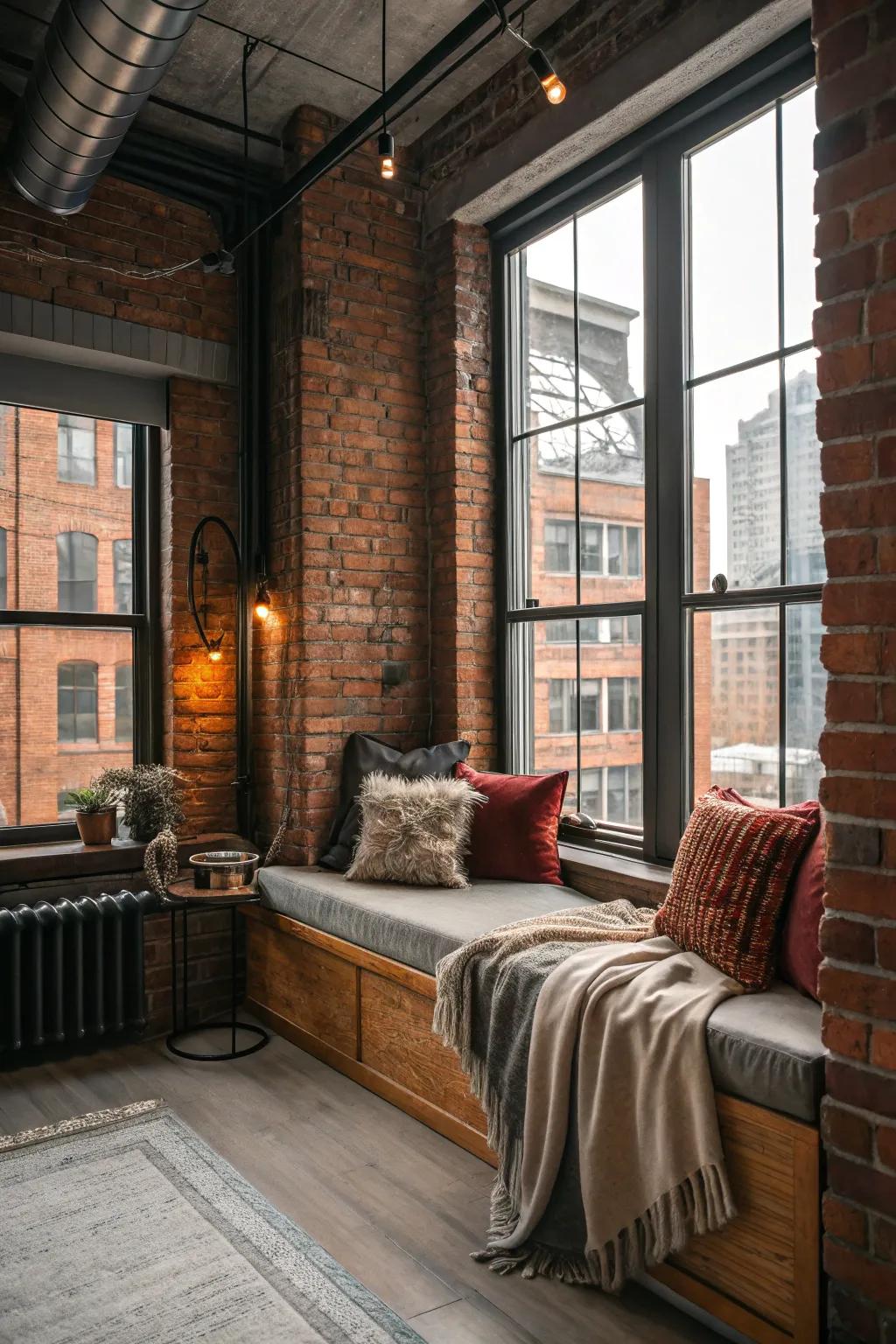 Add urban sophistication with a loft-style window seat that’s effortlessly chic.