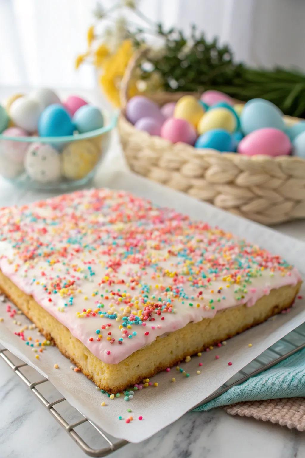 Sprinkle some happiness on your Easter cake for a festive feel.