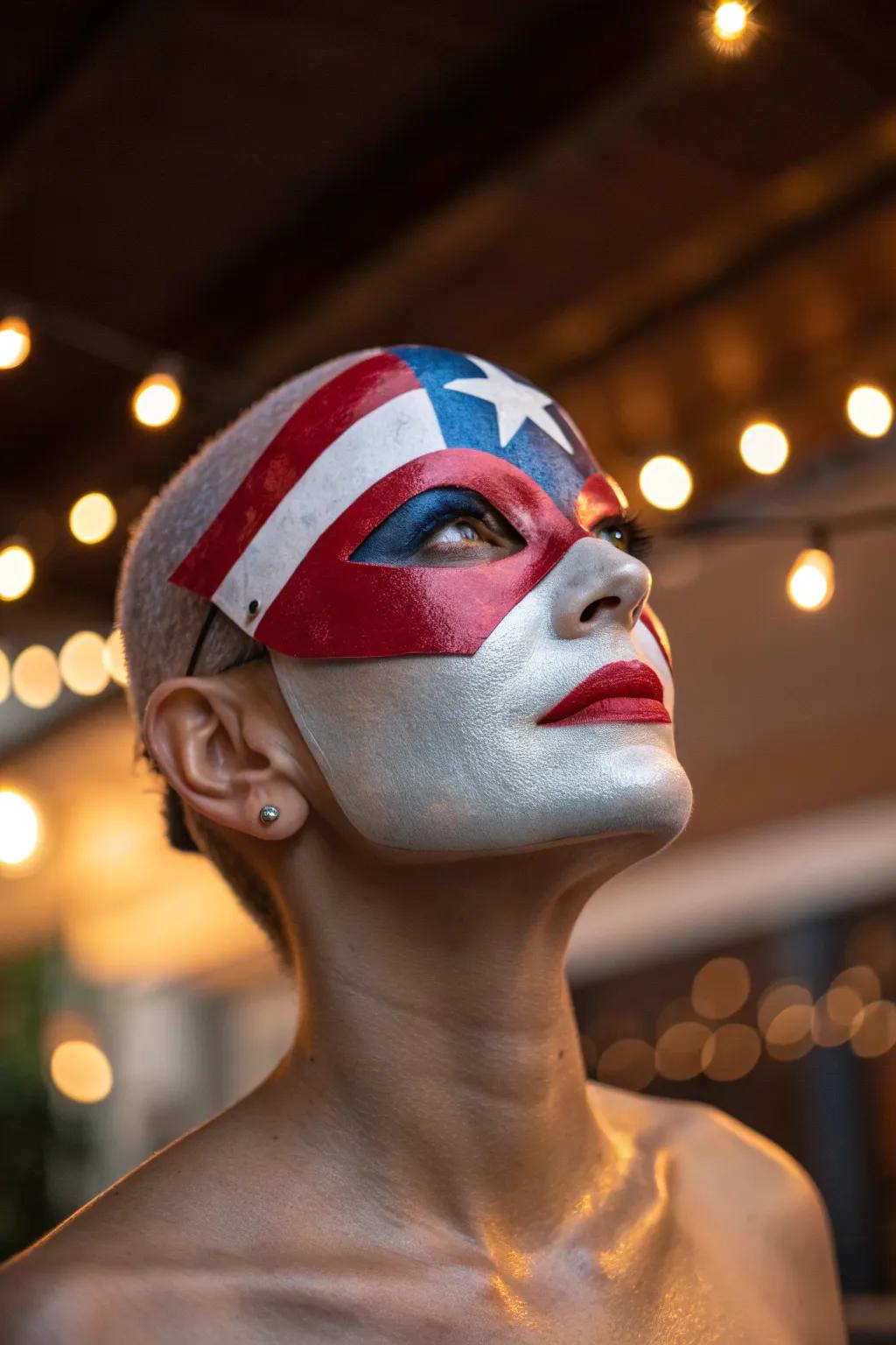 Make a bold statement with this dramatic Independence Day mask, perfect for standing out.