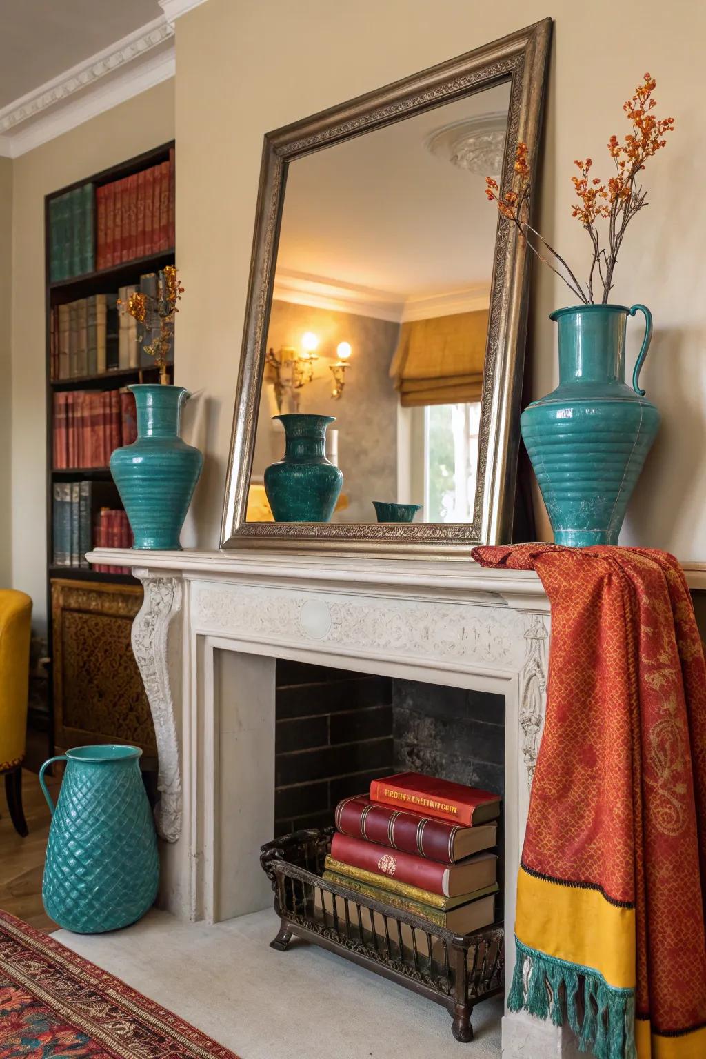 Create a relaxed atmosphere with a casually leaned mirror that exudes effortless style.