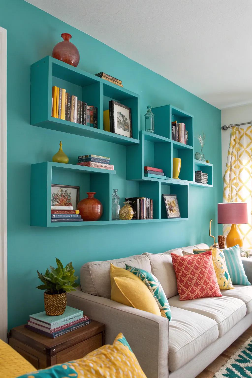 Achieve a seamless look with shelves that blend into your walls, creating a built-in illusion.