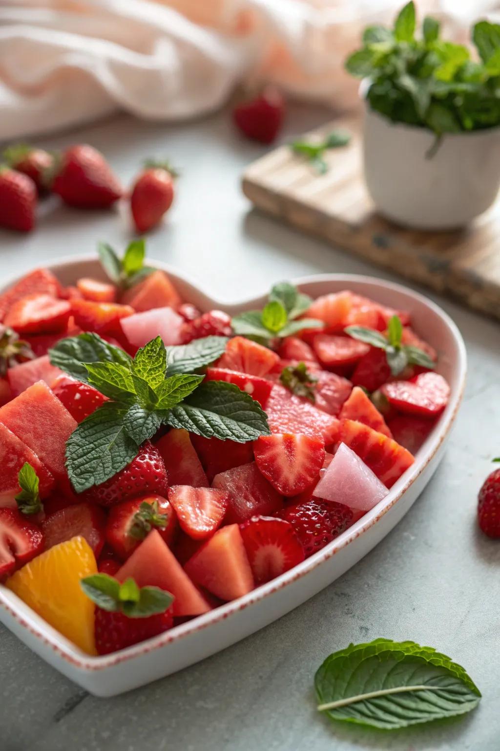 Herbal infusion that adds a fresh and aromatic twist to your fruit platter.