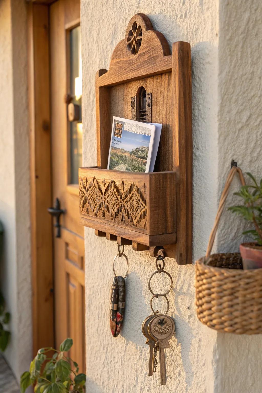 Keep your keys in style with this beautifully crafted wooden key holder.
