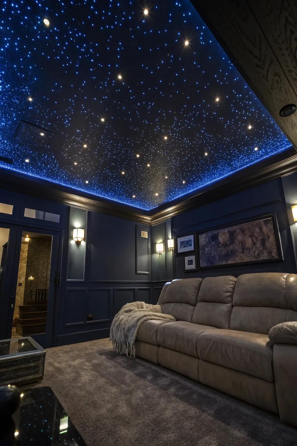 Create a celestial atmosphere with a fiber optic ceiling that dazzles.
