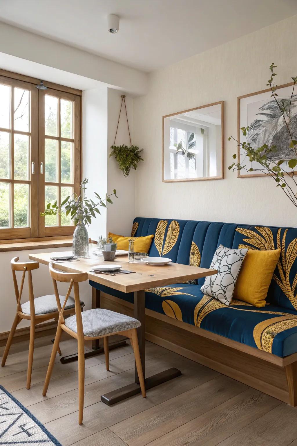 Turn your banquette into a statement piece with artistic upholstery that wows. 🎨 #CreativeDesign #ArtisticSpaces