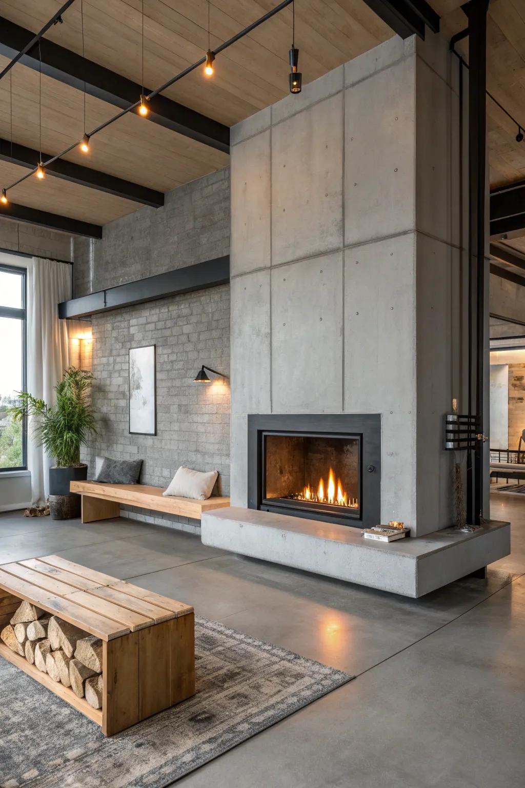 Embrace urban chic with an industrial-style hearth that adds rugged sophistication.