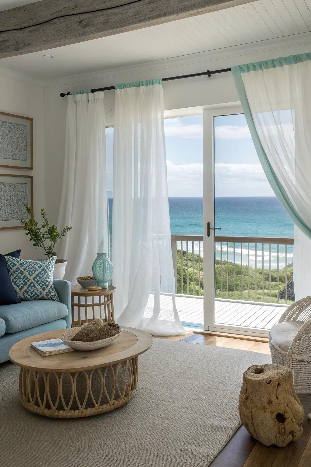 Let the light in with window treatments that maintain a bright, nautical vibe.